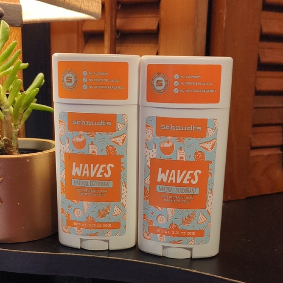 Schmidt's Other - Schmidt's Waves Natural Deodorant Coconut Oil Vitamin E Lot Of 2 3.25 OZ NEW